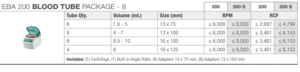 EBA 200 blood tube information